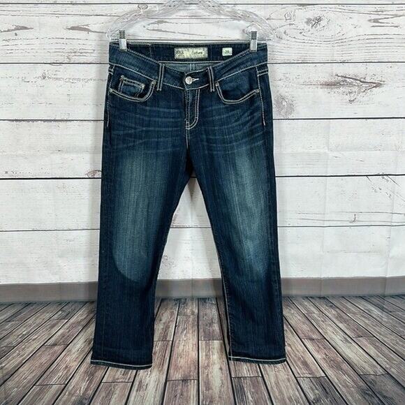 Buckle BKE Jeans Women 29 Blue Culture Crop Embellished Rhinestone Western Rodeo - Picture 4 of 12